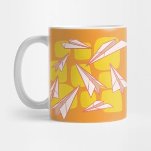 Midcentury Paper Airplanes on Yellow Mug